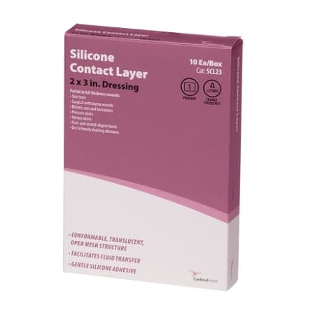 Cardinal Health Silicone Contact Layers, 2 x 3 Inch - Box of 10 - Image 1