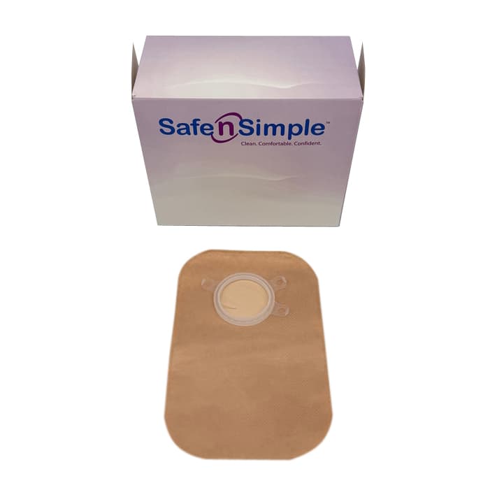 Safe N Simple Opaque Two-Piece System Ostomy Pouch Without Barrier, Closed End, 45mm Flange - Box of 30 - Image 1
