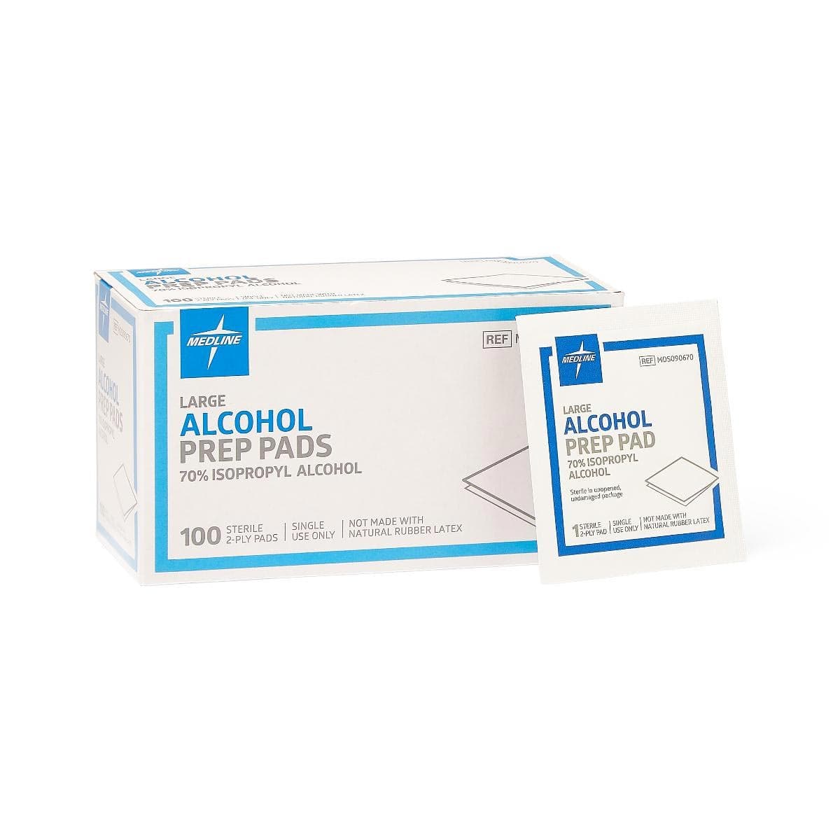 Medline 2-Ply Alcohol Prep Pads, Large - Box of 100 - Image 1