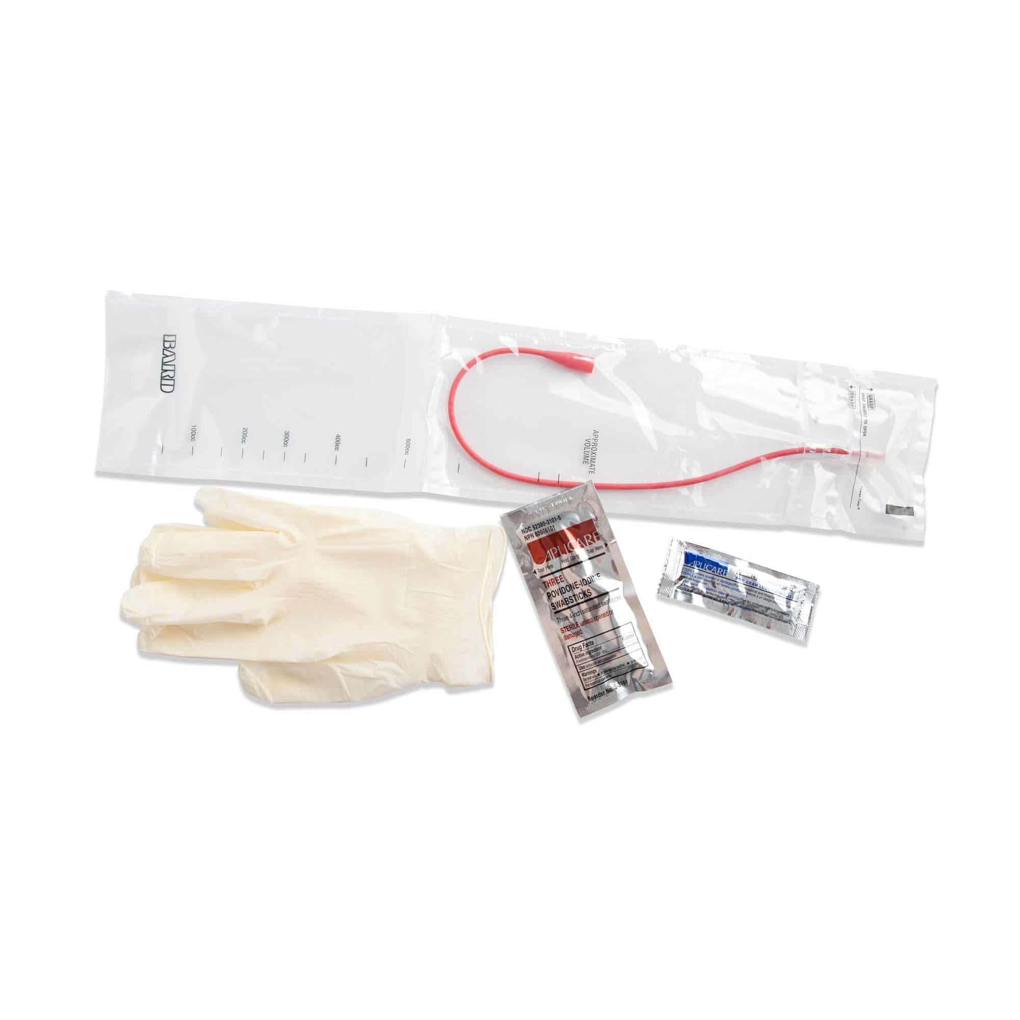 Touchless Plus Red Rubber Closed System Intermittent Catheter Kits, Female, 1100cc, 14 Fr - Each - Image 1