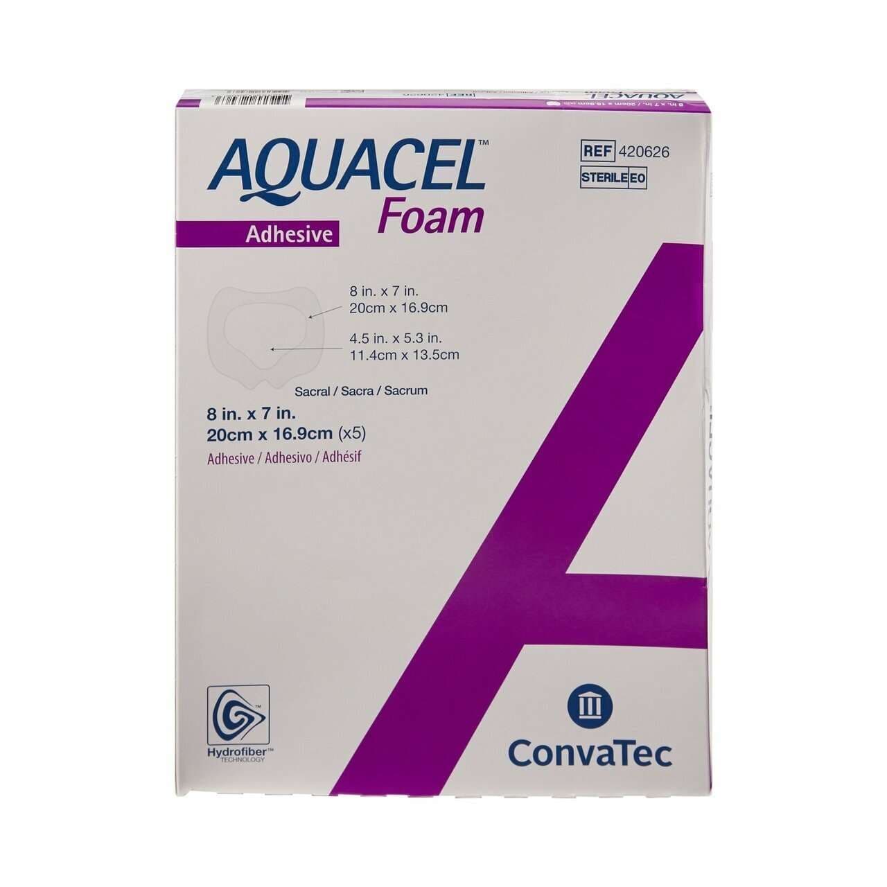ConvaTec Aquacel Adhesive Gelling Foam Dressing, 7 x 8 Inch - Box of 5 - Image 1