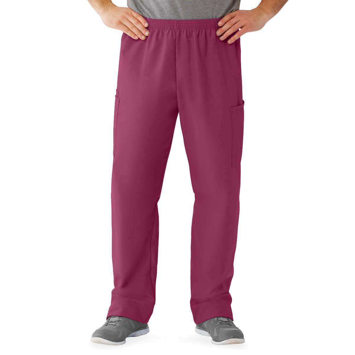 Angelstat Unisex Cargo Scrub Pants With Elastic Waist, Raspberry, Small - Image 1