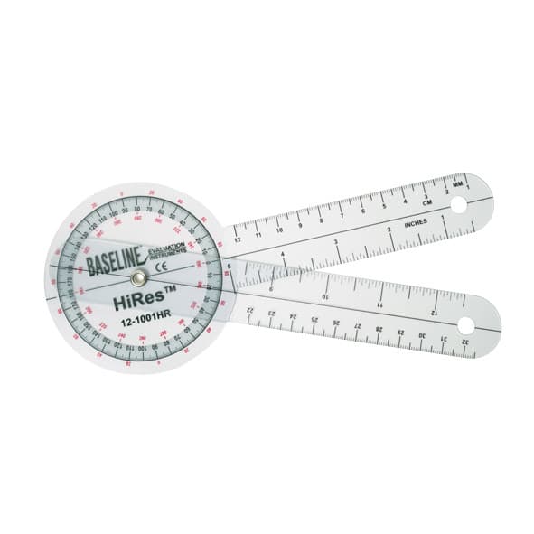Baseline Hires 360 Degree Transparent Plastic Goniometer, 8" Arms - Image 1