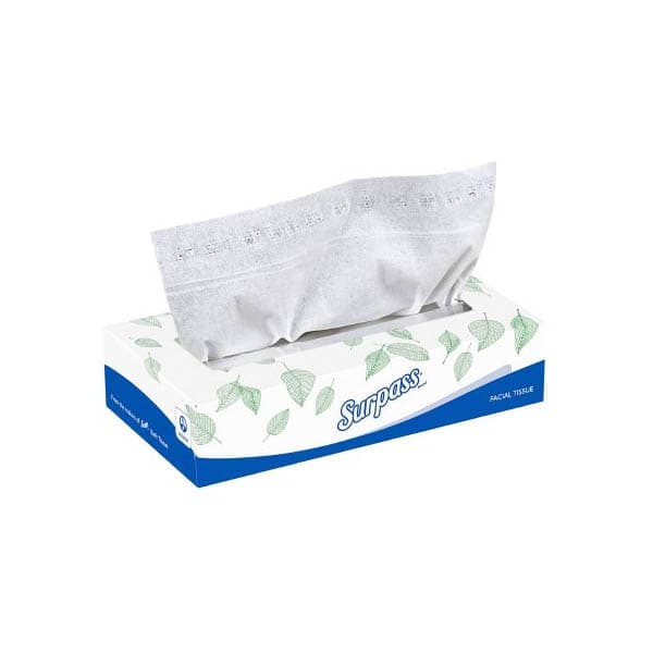 Surpass Facial Tissue White Flat Box 2-Ply, 100 Count, 8 x 8-2/5 Inch - Box of 100 - Image 1