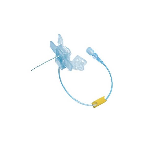 K-Shield Advantage Huber Infusion Set, Yellow, Female Luer Connection, 20 Gauge, 3/4 Inch - Box of 20 - Image 1