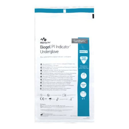 Biogel PI Indicator Underglove Surgical Underglove Blue Beaded Cuff Standard, Size 7 - Box of 50 - Image 1