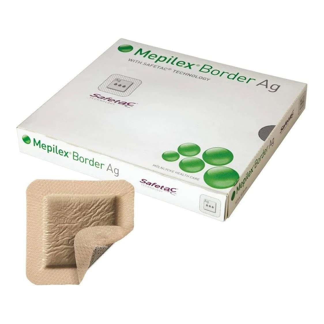 Mepilex Border Ag Antimicrobial Foam Dressing, 4 x 10 Inch - Box of 5 - Image 1