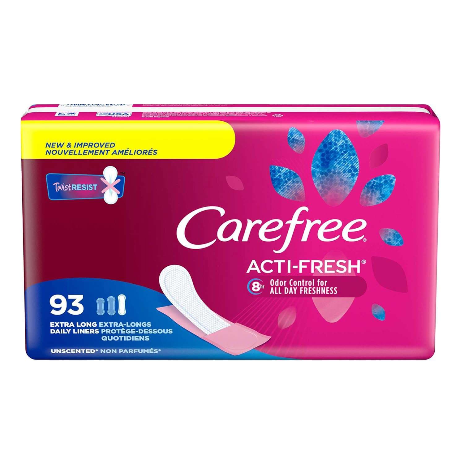 Carefree Acti-Fresh Long Panty Liners, Extra Long - Package of 36 - Image 1