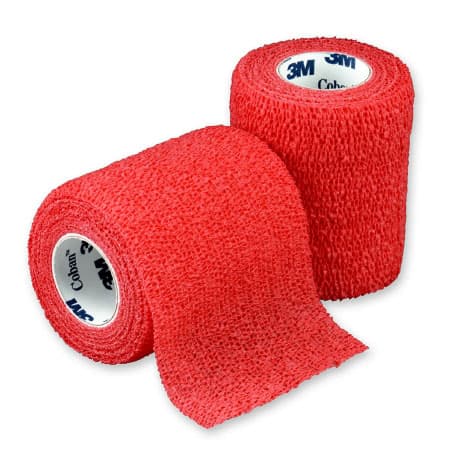 3M Coban Standard Compression Self-Adherent Wrap, NonSterile, Red, 3 Inch x 5 Yard - Case of 24 - Image 1