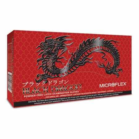 MICROFLEX Black Dragon Powder-Free Latex Exam Gloves, Medium - Box of 100 - Image 1