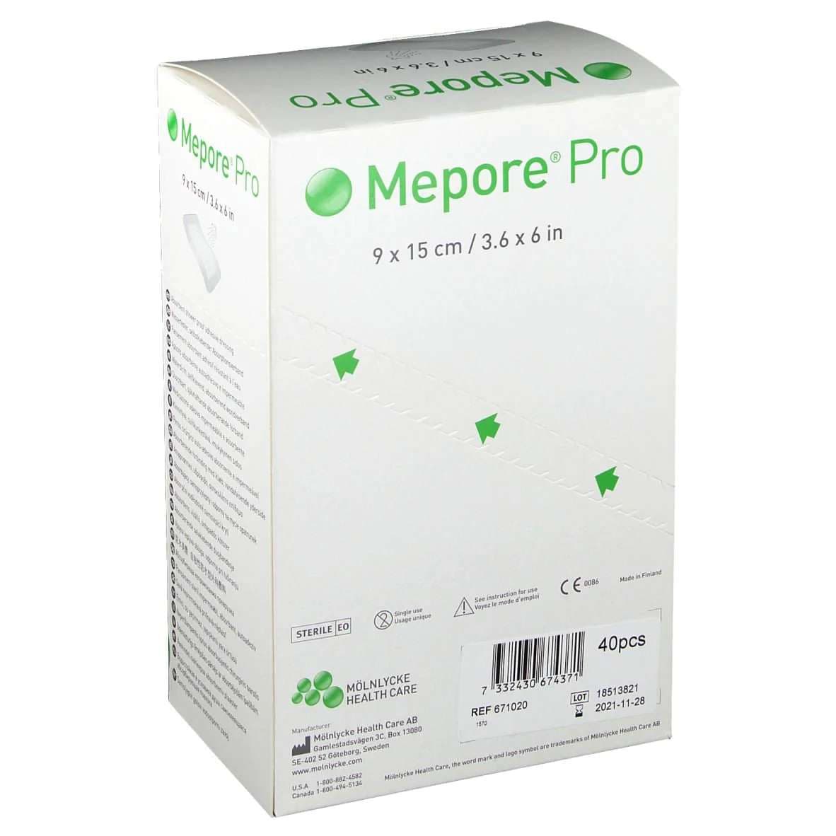 Mepore Pro Self-Adhesive Composite Dressing, 3.6 x 6 Inch - Box of 40 - Image 1