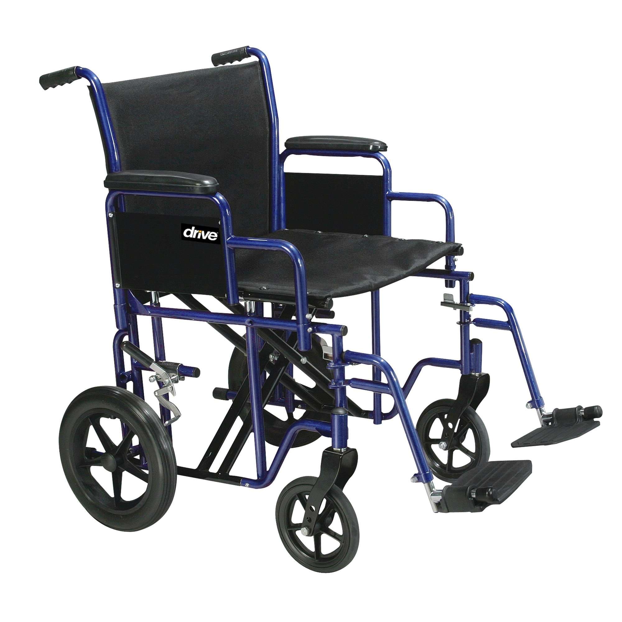Drive Medical Bariatric Steel Transport Chair, 22 Inch, Blue - Image 1