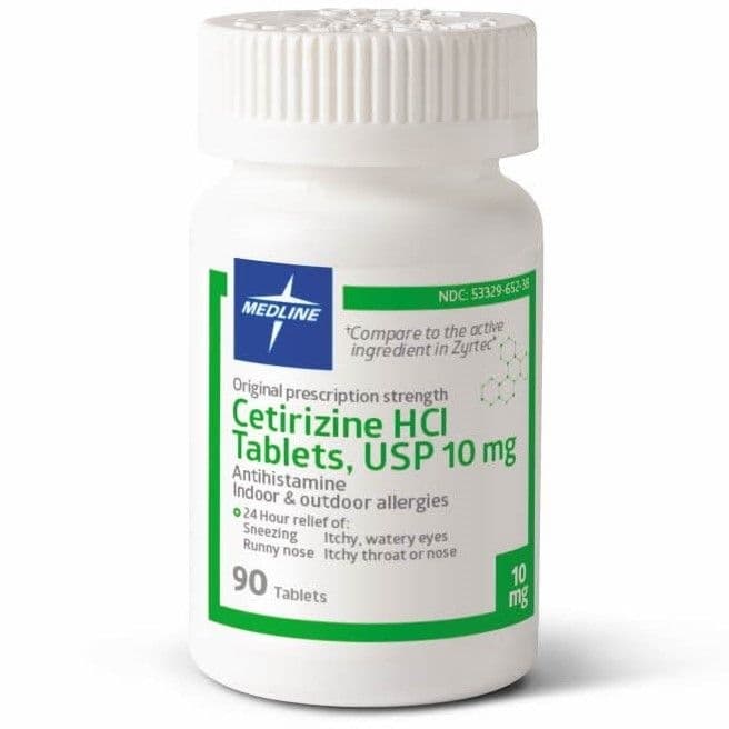 Medline Cetirizine Tablets, 10 mg - Bottle of 90 - Image 1