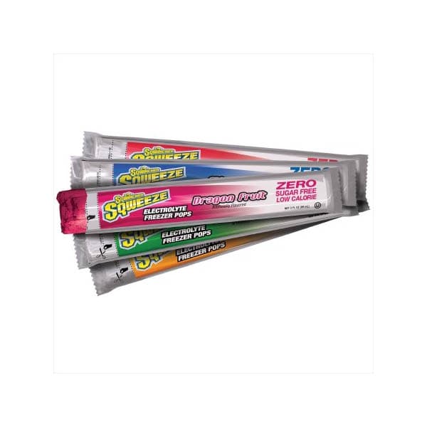 Sqwincher Squeeze Zero Freezer Pop Oral Electrolyte Solution, Assorted Flavors, 3 oz - Case of 150 - Image 1