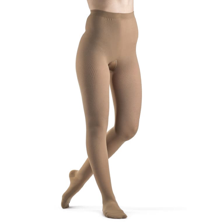 Sigvaris Women's Essential Opaque Pantyhose 30-40 mmHg Large-Long, Suntan - Pair - Image 1