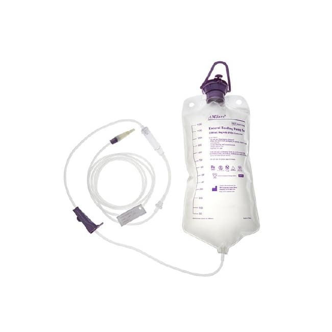 AMSure Enteral Feeding Gravity Bag Set with Enfit, Large bore Tubing, 1200 mL - Case of 30 - Image 1