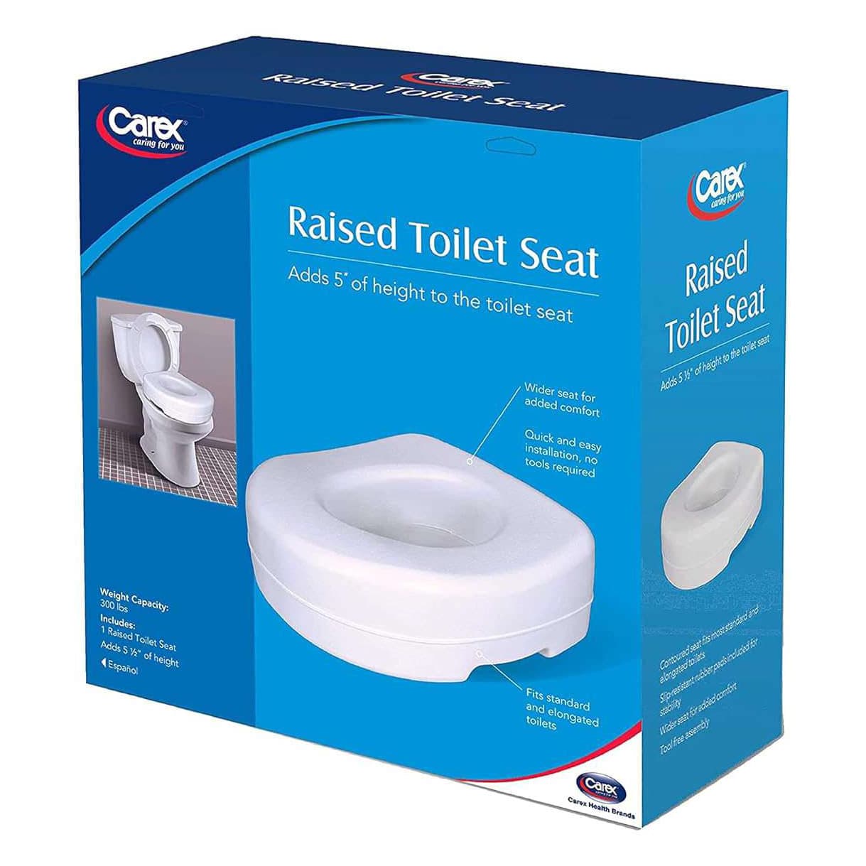 Carex Raised Toilet Seat with Rubber Pads - Image 5