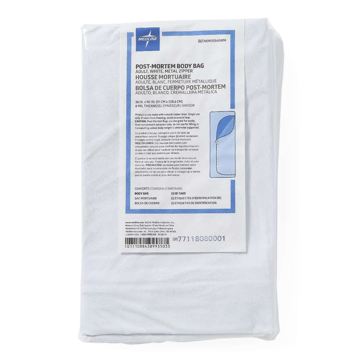 Medline PVC Adult Body Bag, 36 x 90 Inch - Image 1