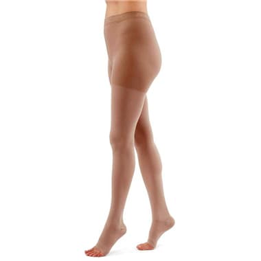 Duomed Advantage Compression Pantyhose 15-20mmHg Petite, Open Toe, Beige, Small - Pair - Image 1
