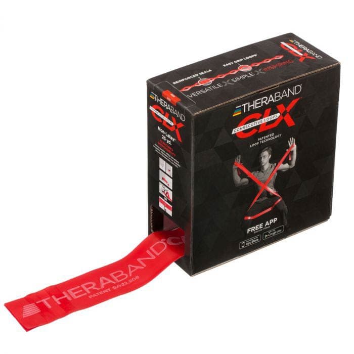TheraBand CLX Resistance Band with Loops 25 Yards Medium Red - Image 1