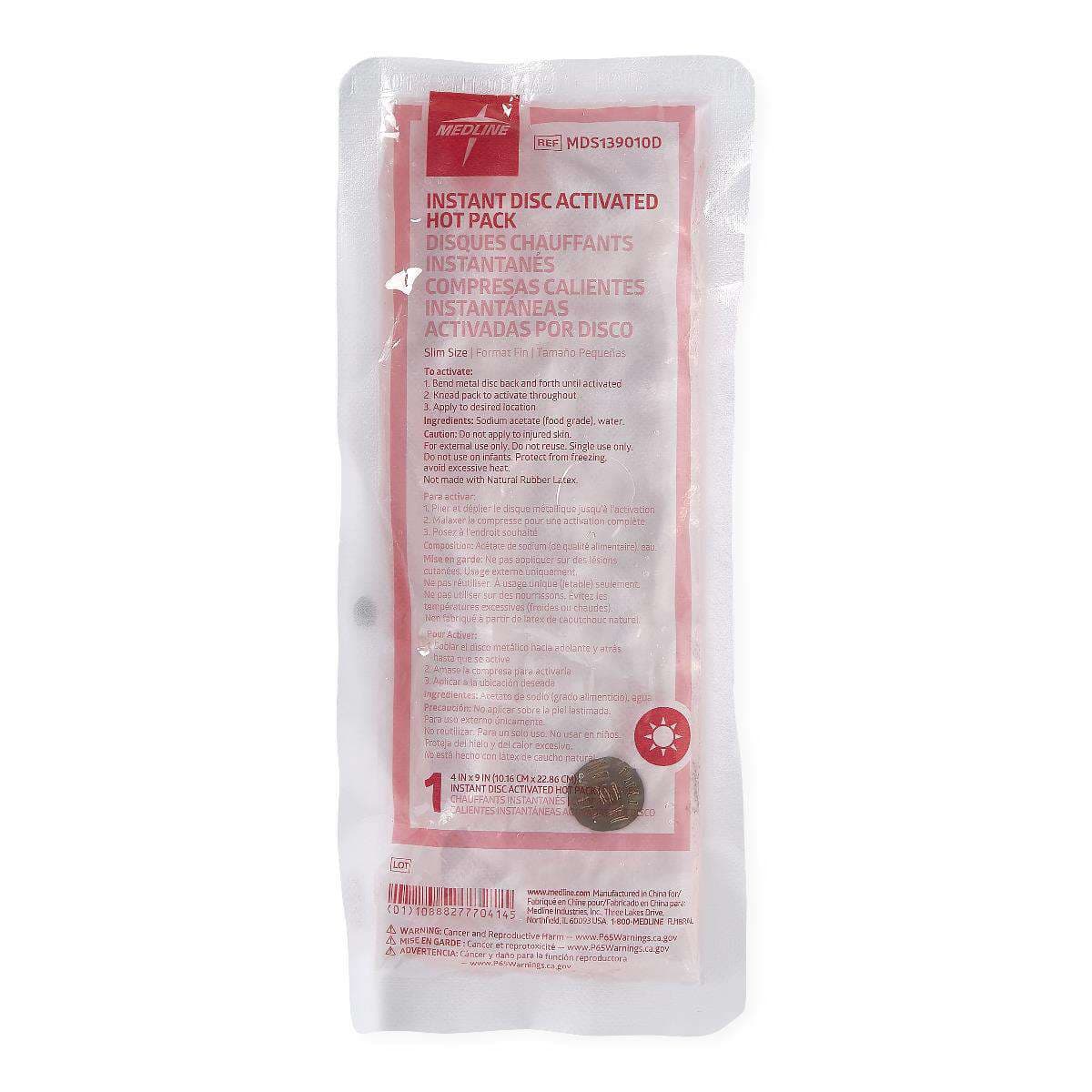 Medline Disc-Activated Nonwoven Instant Hot Pack, 4 x 9 Inch - Case of 24 - Image 1