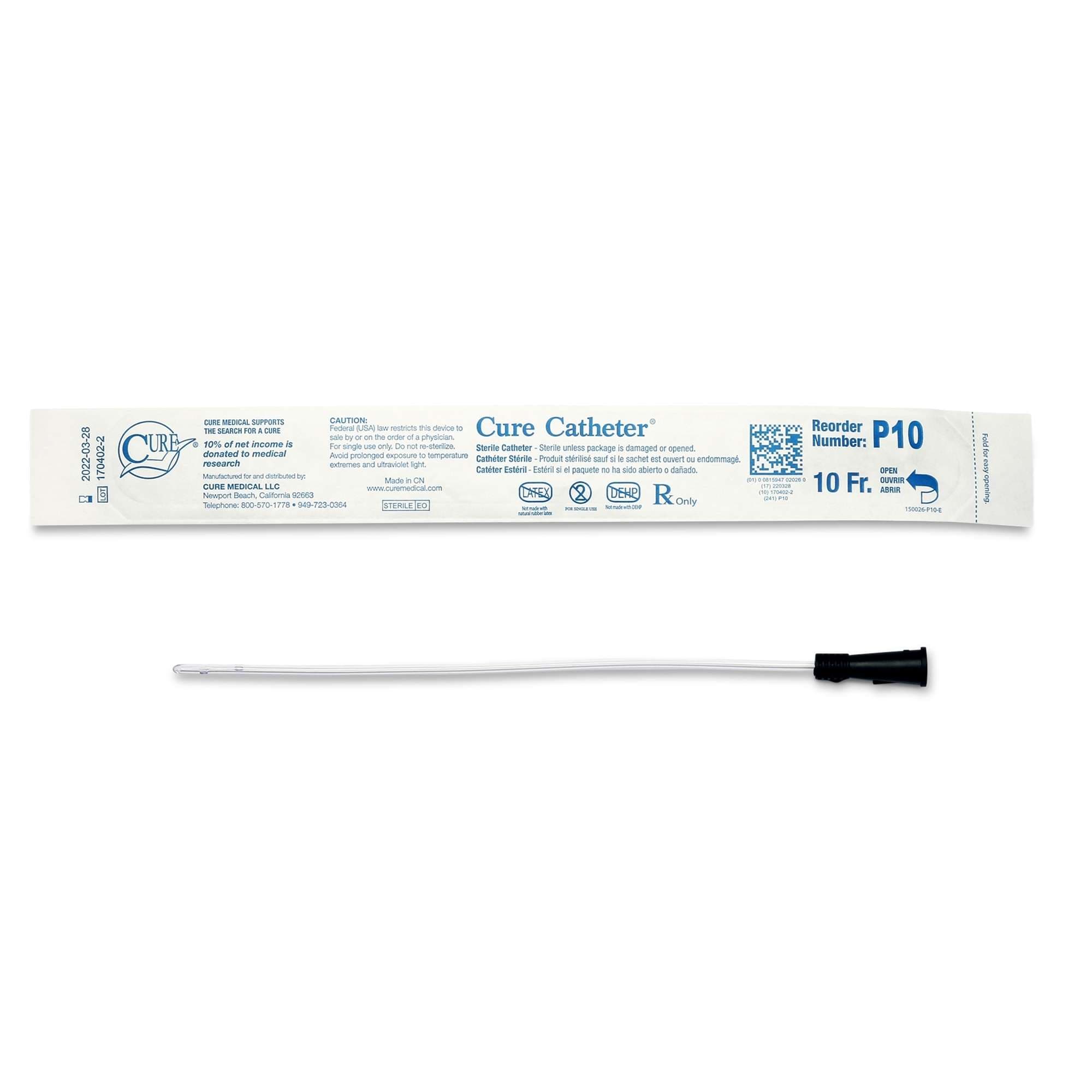Cure Pediatric Intermittent Catheter, 10 Fr - Each - Image 1