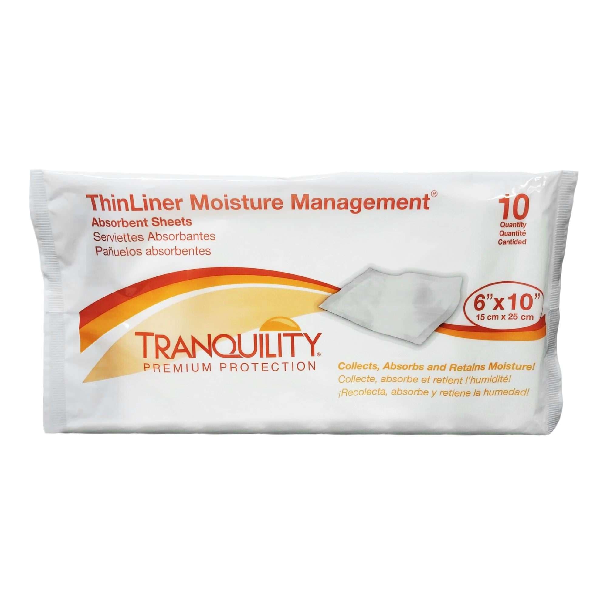 Tranquility ThinLiner Moisture Management Absorbent Sheets, 6 x 10 Inch - Package of 10 - Image 1