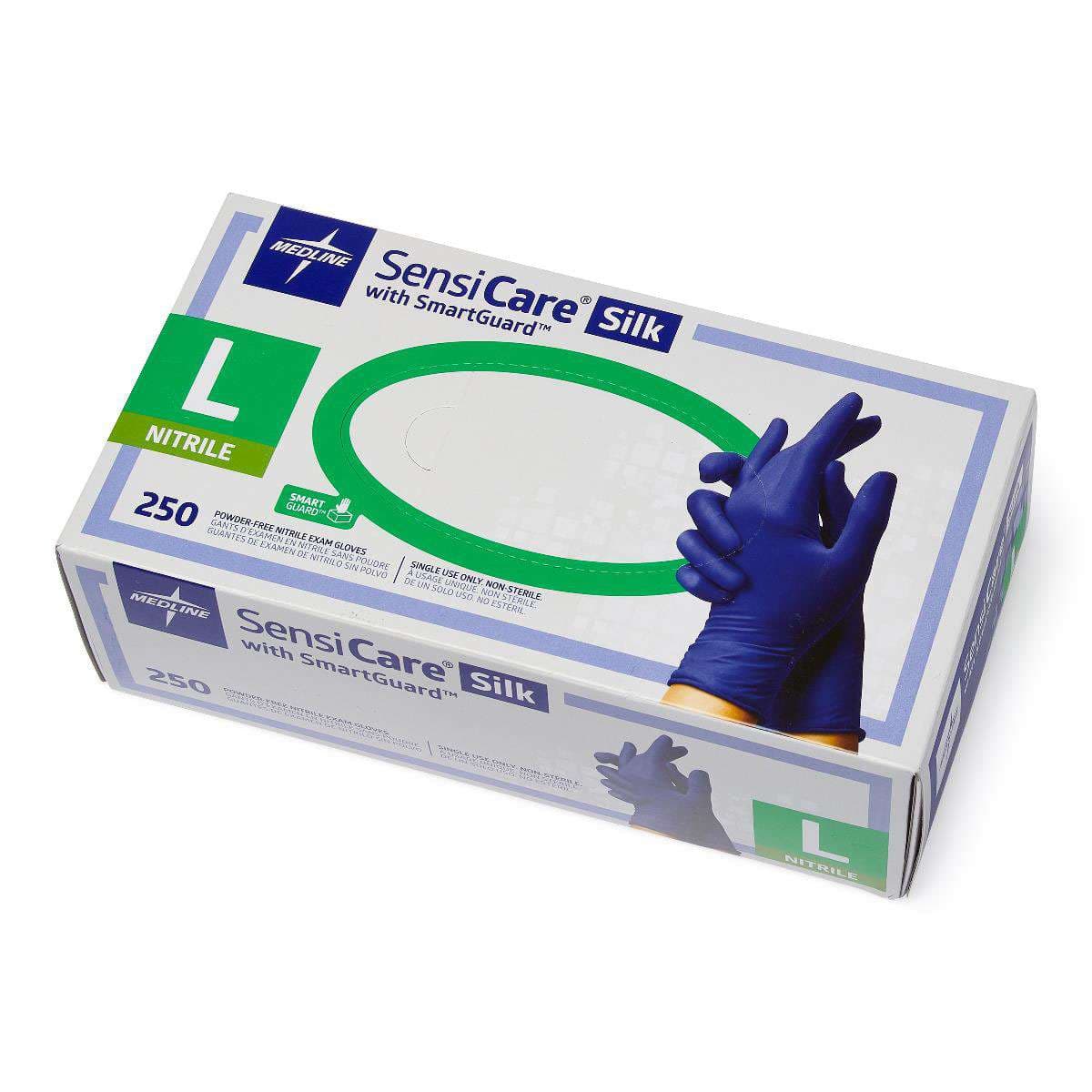 SensiCare Silk Powder-Free Nitrile Exam Gloves with SmartGuard Film, Large - Box of 250 - Image 1