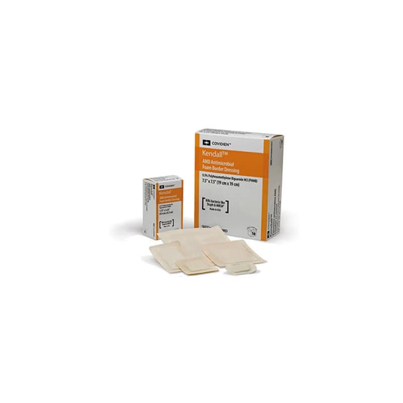Cardinal AMD Gentle Border Antimicrobial Foam Dressing, 7-1/2 x 7-1/2 Inch - Each - Image 1