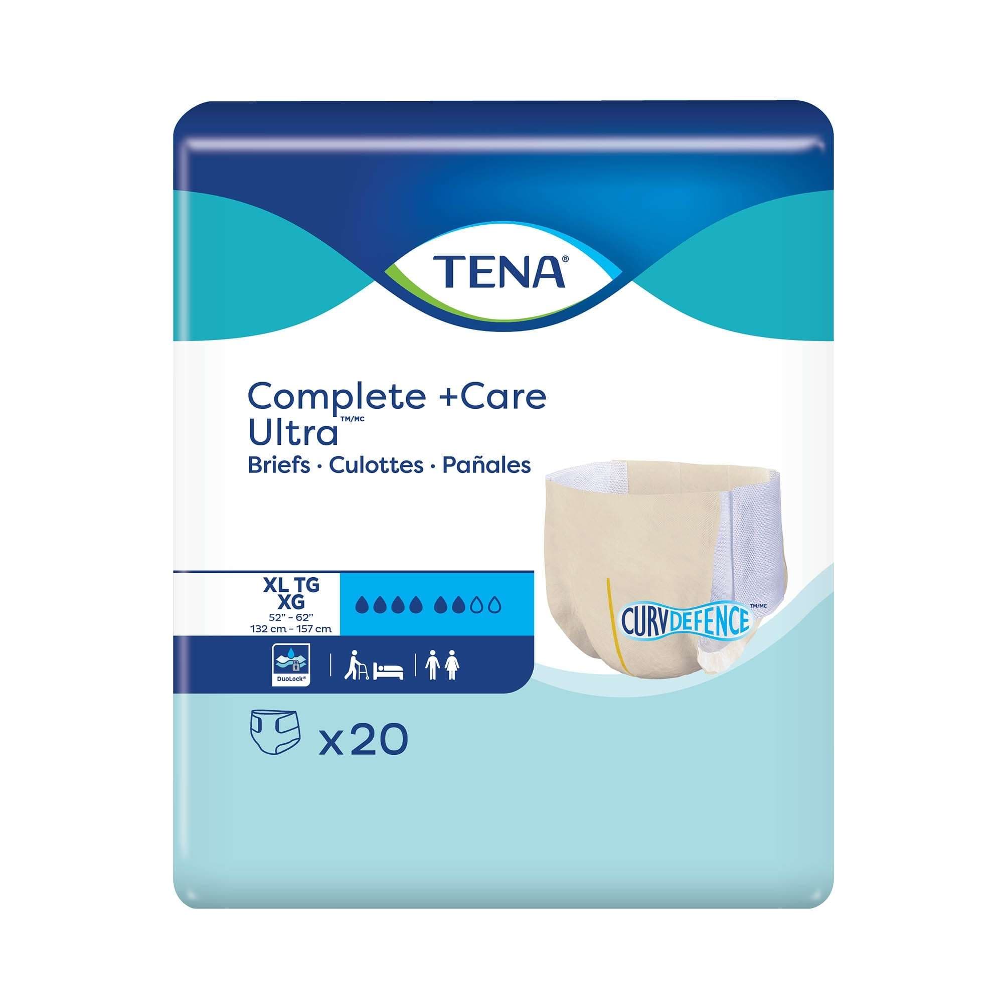TENA Complete +Care Ultra Incontinence Brief with CurvDefense, Extra Large - Package of 20 - Image 1