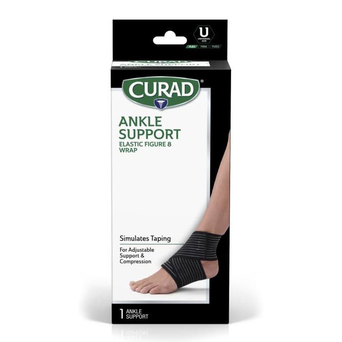 Curad Figure-8 Elastic Ankle Wrap, Black, Universal Size - Image 2