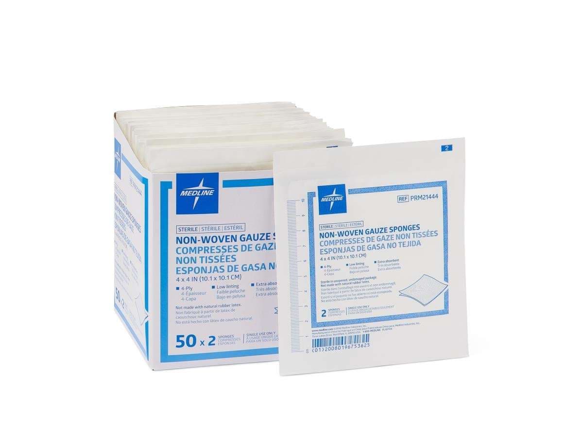 Medline Nonwoven Gauze Sponges, 4 x 4 Inch - Case of 600 - Image 1