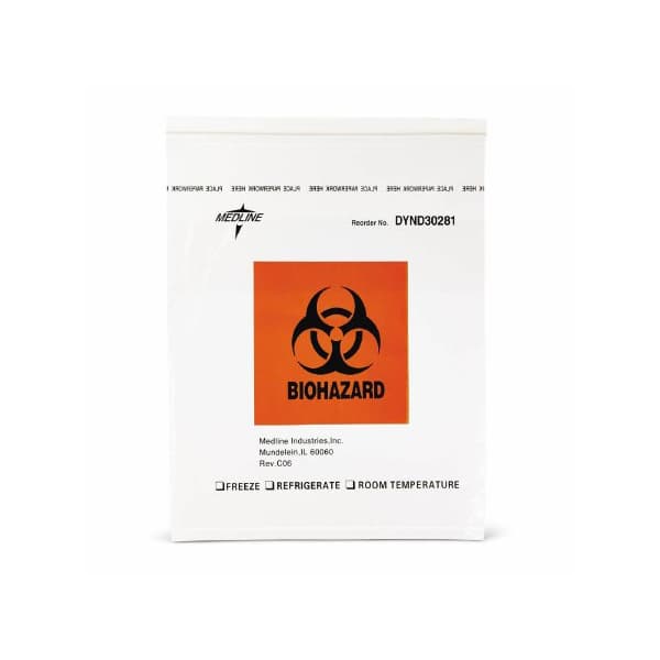 Medline Specimen Transport Bag with Zip Closure, NonSterile, 12 x 15 Inch - Case of 500 - Image 1