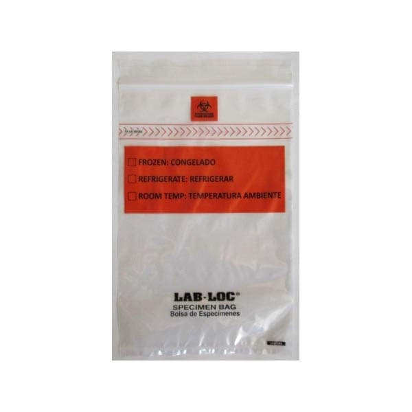 Lab-Loc Specimen Transport Bag with Document Pouch, Zip Closure, 6 x 9 Inch, 1.75 mil - Case of 1000 - Image 1
