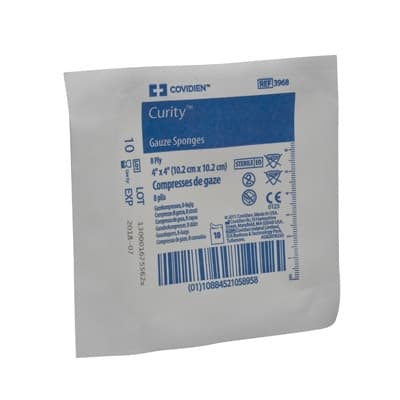 Curity Sterile Gauze Sponges with Soft Pouch, 8-Ply 4 x 4 Inch - Case of 1600 - Image 1