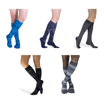 Sigvaris Mens Calf High Microfiber Shades Compression Socks, 15-20mmHg - Image 1