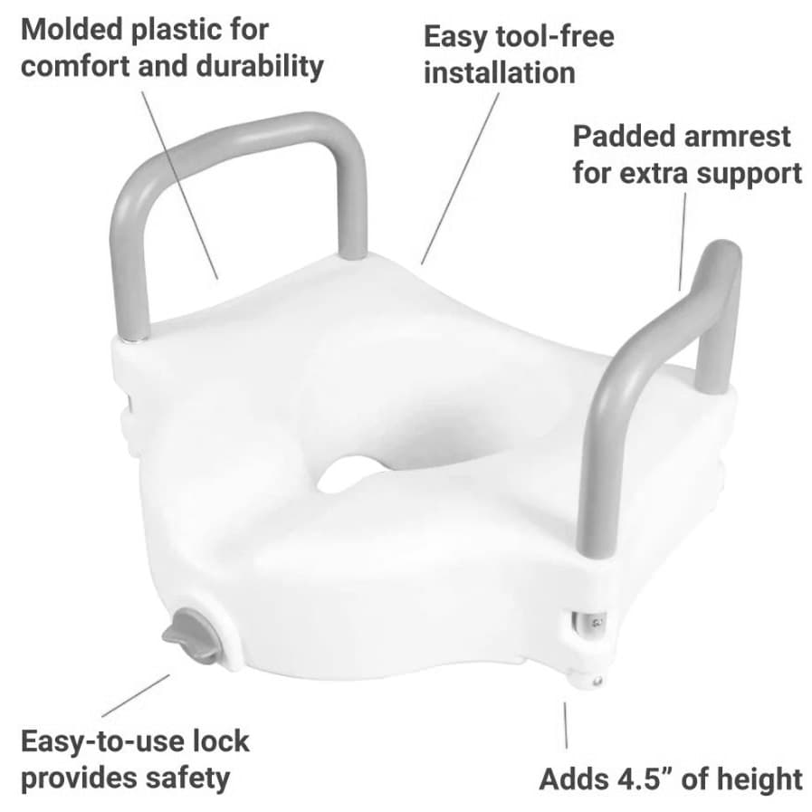 Carex Classics Raised Toilet Seat with Armrests - Image 6