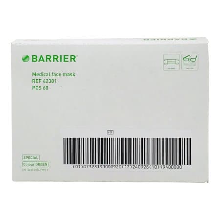 Barrier Special Surgical Mask, Green - Box of 60 - Image 1