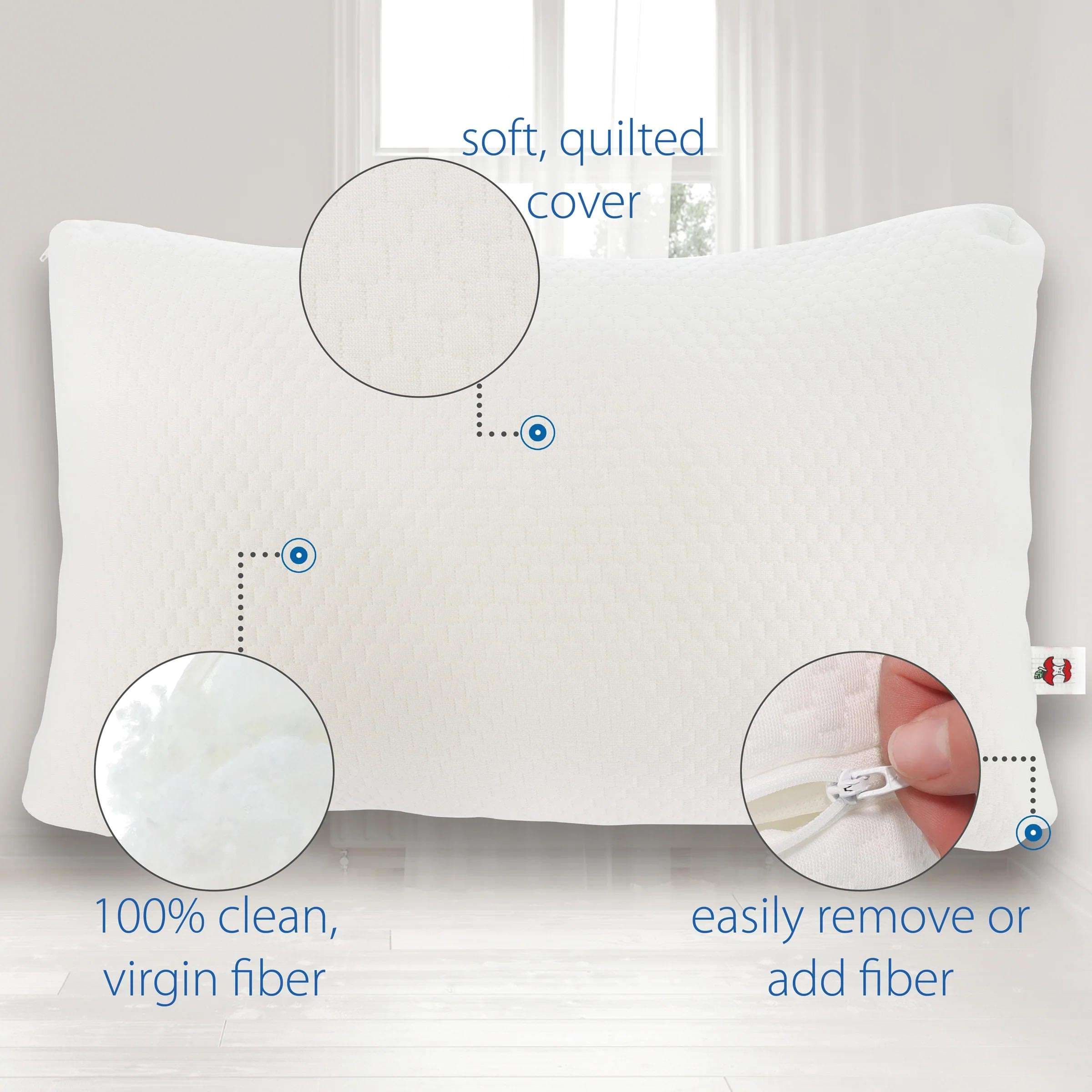 Core Adjust-A-Loft Fiber Adjustable Comfort Pillow with Foam Insert - Image 5
