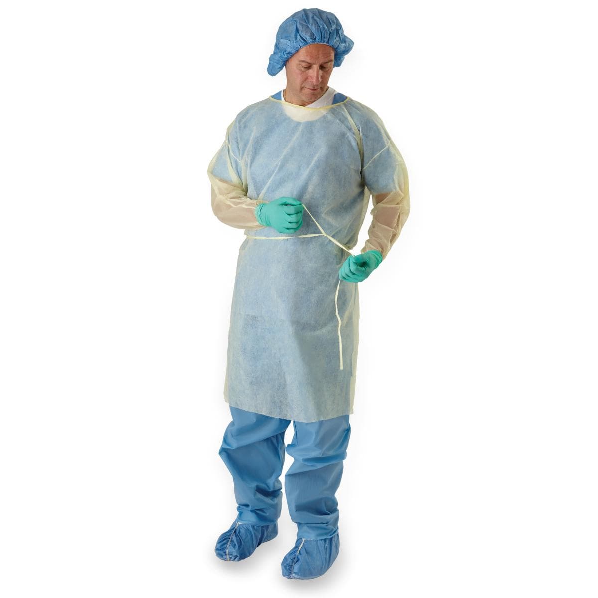 Medline Classic Cover Lightweight Spunbond Polypropylene Gowns, Yellow, Size XL	 - Case of 50 - Image 1