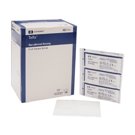 Telfa Ouchless Non-Adherent Dressings, Latex, 3 x 4 inch - Box of 100 - Image 1