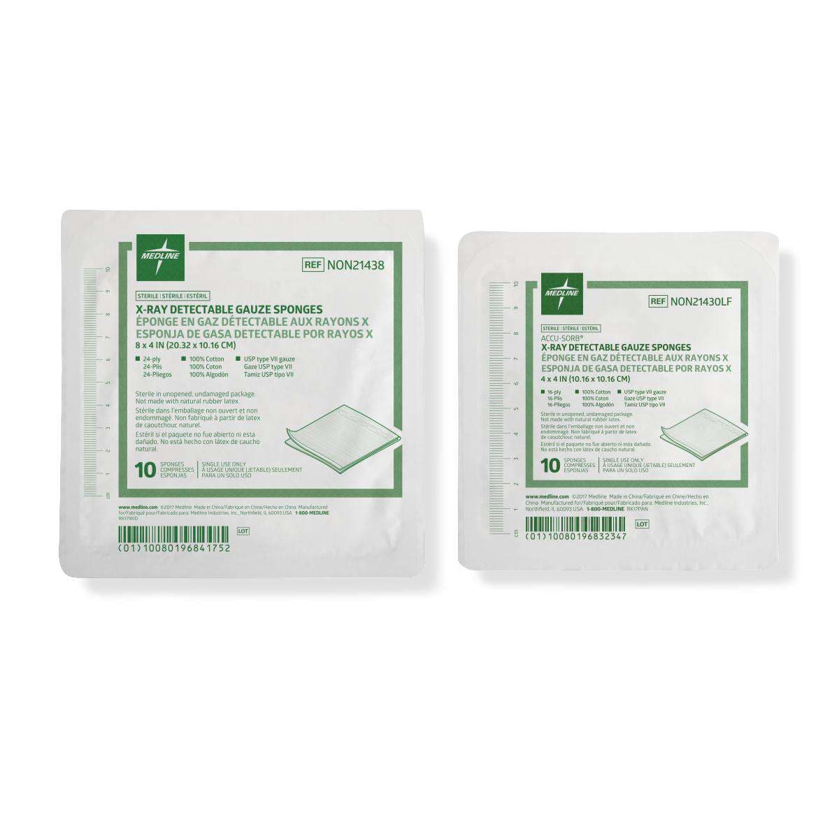 Medline Sterile 100% Cotton X-ray Detectable Gauze Sponges - Image 2