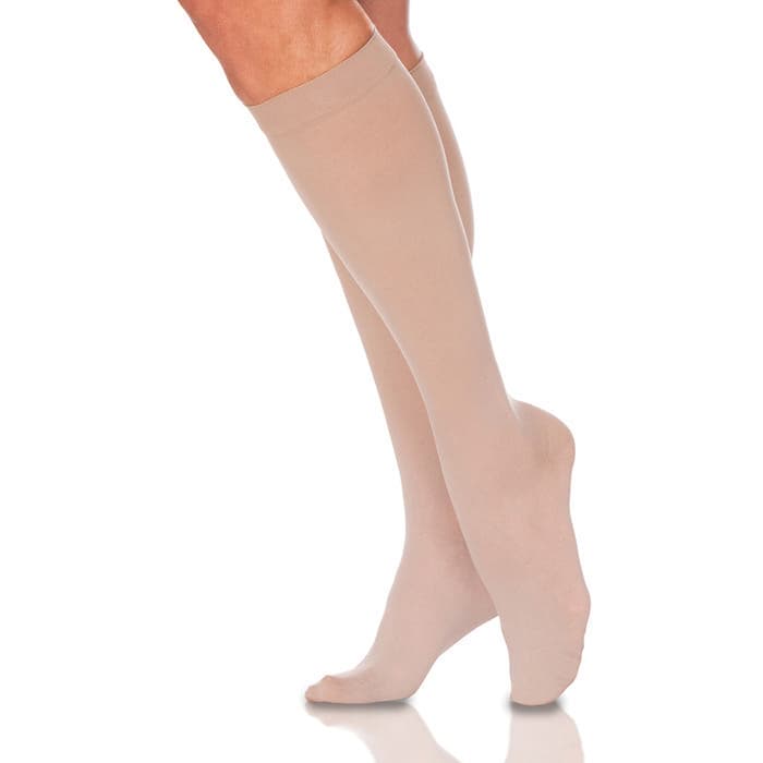 Sigvaris Women's Style Sheer Calf High Compression Socks Closed Toe, 20-30mmHg, Small-Short, Natural - Pair - Image 1