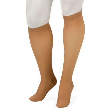 Juzo Basic Knee High Compression Socks 30-40mmHg, Regular, Closed Toe, Beige, Extra Small - Pair - Image 1