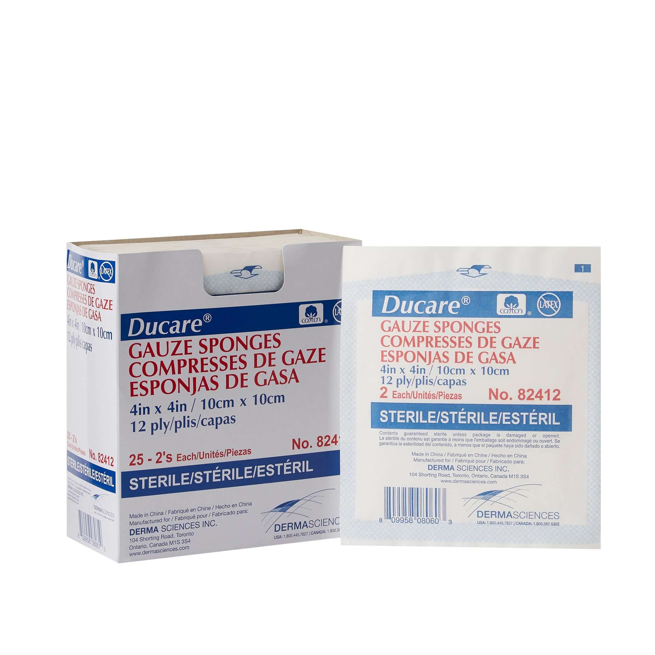Derma DuCare Woven Gauze Sponge, 12 Ply, 4 x 4 Inch - Package of 200 - Image 1