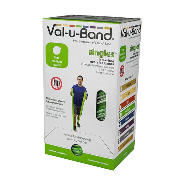 Val-U-Band Latex Free Exercise Band, 5-Foot Strip Lime (3) - Box of 30 - Image 1