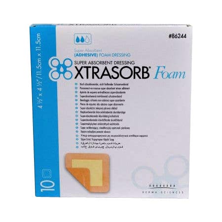 Xtrasorb Adhesive Foam Dressing, 4-1/2 x 4-1/2 Inch - Box of 10 - Image 1