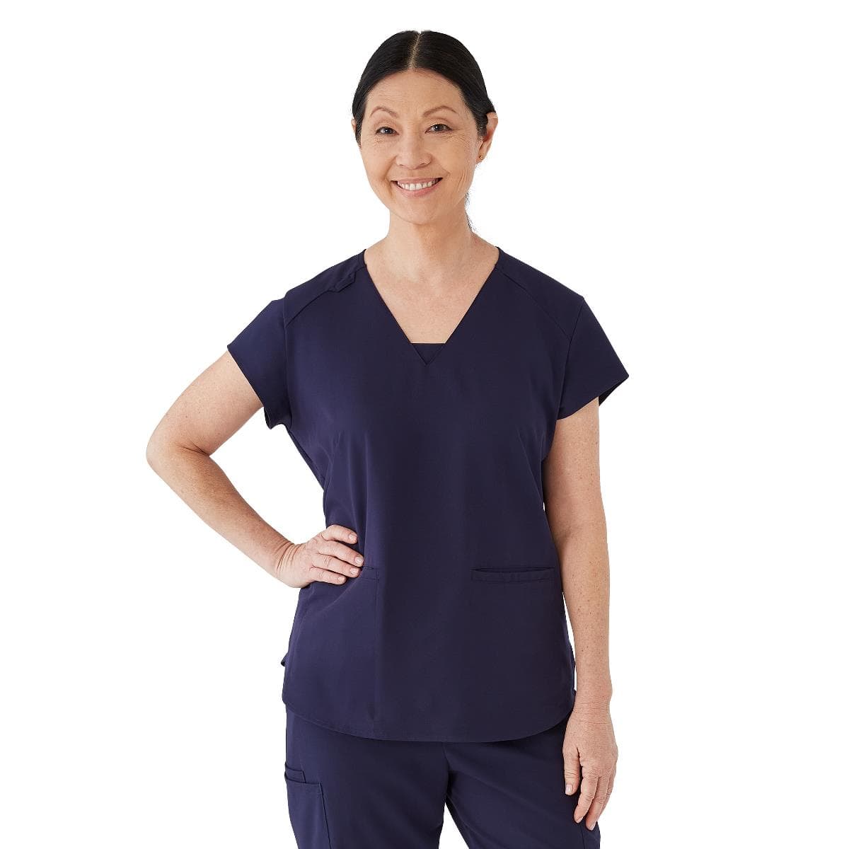 Medline Monroe AVE Women's Scrub Top, Navy Blue, Small - Image 1