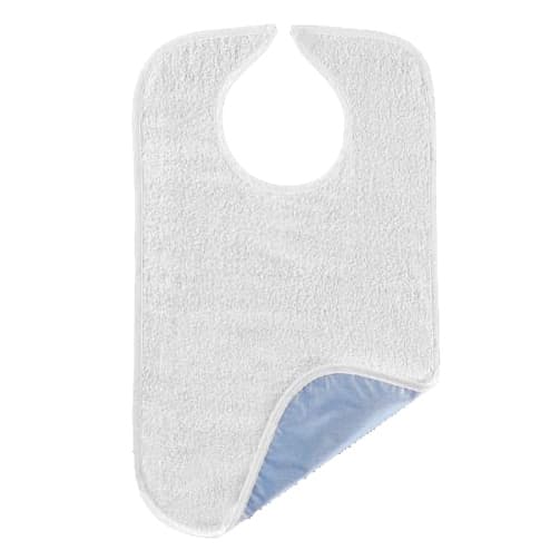 Salk Adult Heavyweight Bib with Velcro Closure and Waterproof Backing, White - Image 1