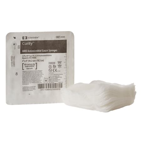 Curity AMD Antimicrobial Gauze Sponge, 4 x 4 Inch - Box of 10 - Image 1